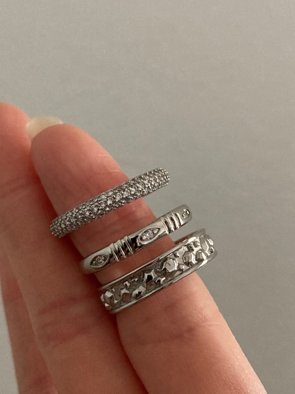 Vanessa Mooney SZ8 Ring SET Silver Stackable layering cocktail Rings Silver Set